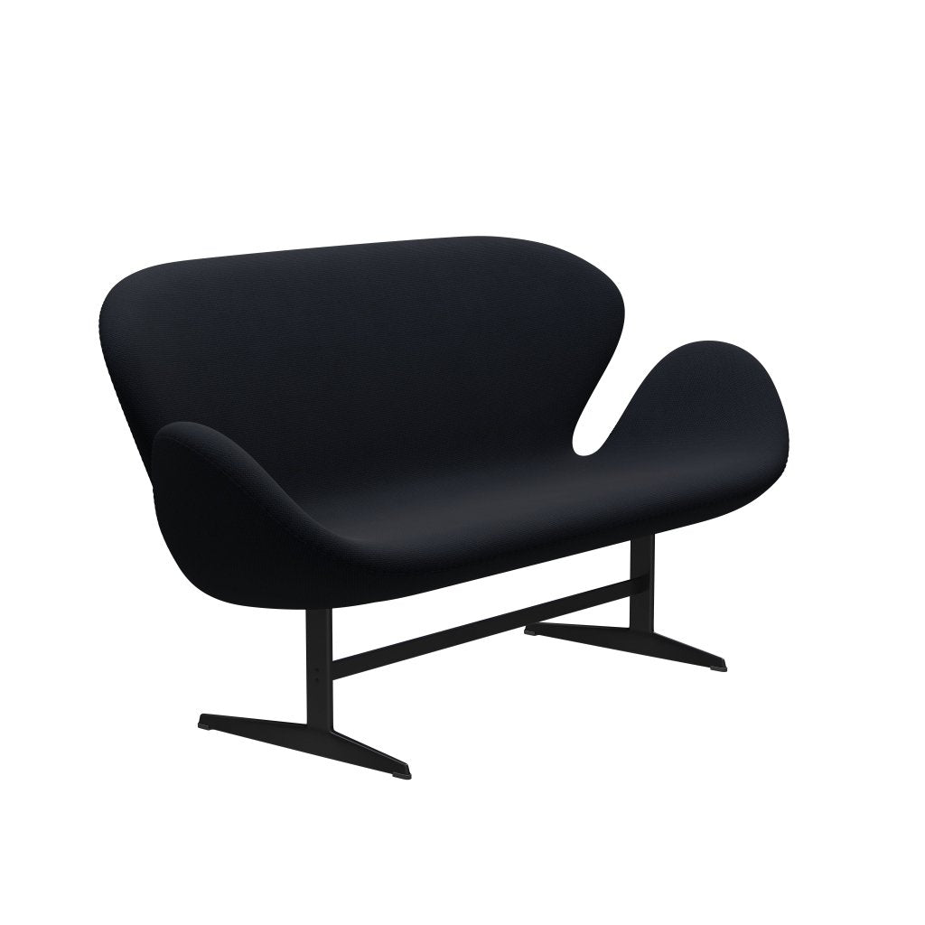 Fritz Hansen Swan canapé 2 places, laquée noire / diablo bleu foncé