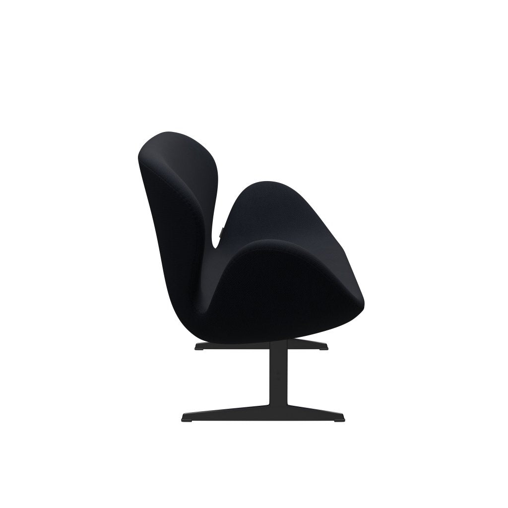 Fritz Hansen Swan canapé 2 places, laquée noire / diablo bleu foncé