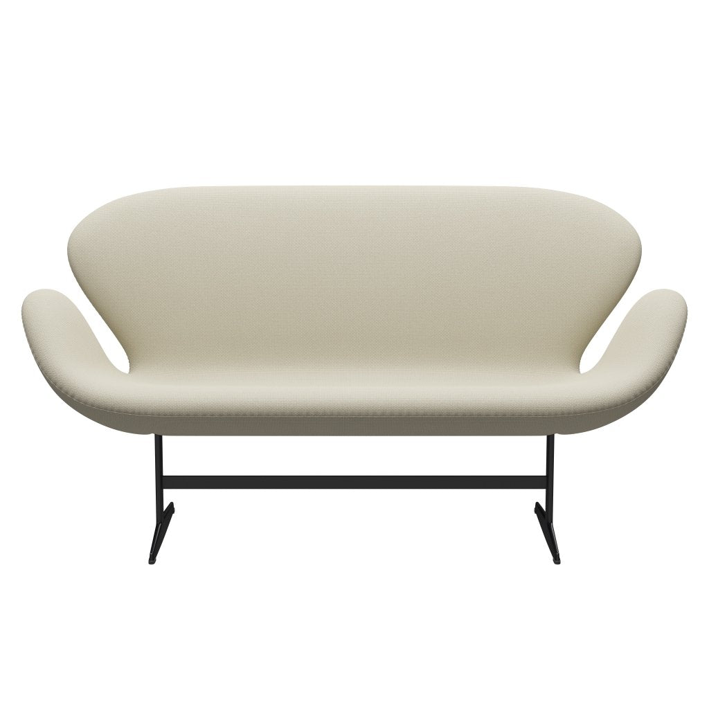 [product_category]-Fritz Hansen Swan Sofa 2 Seater, Black Lacquered/Diablo Oatmeal-Fritz Hansen-3321-DIA201-BLLA-FRI-1