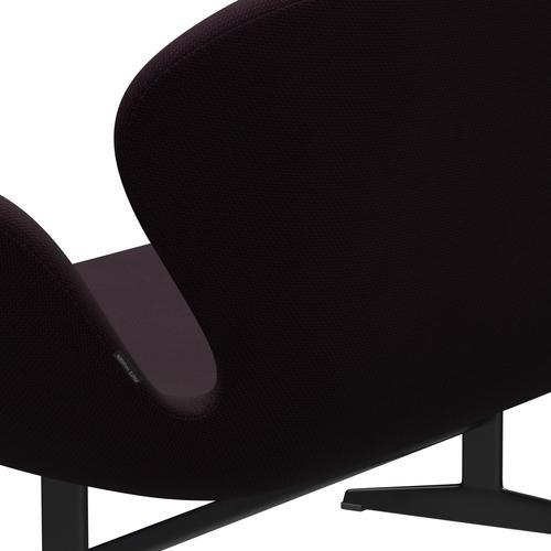 Fritz Hansen Swan Sofa 2 -Sitzer, schwarzer lackierter/Diablo -Pflaume