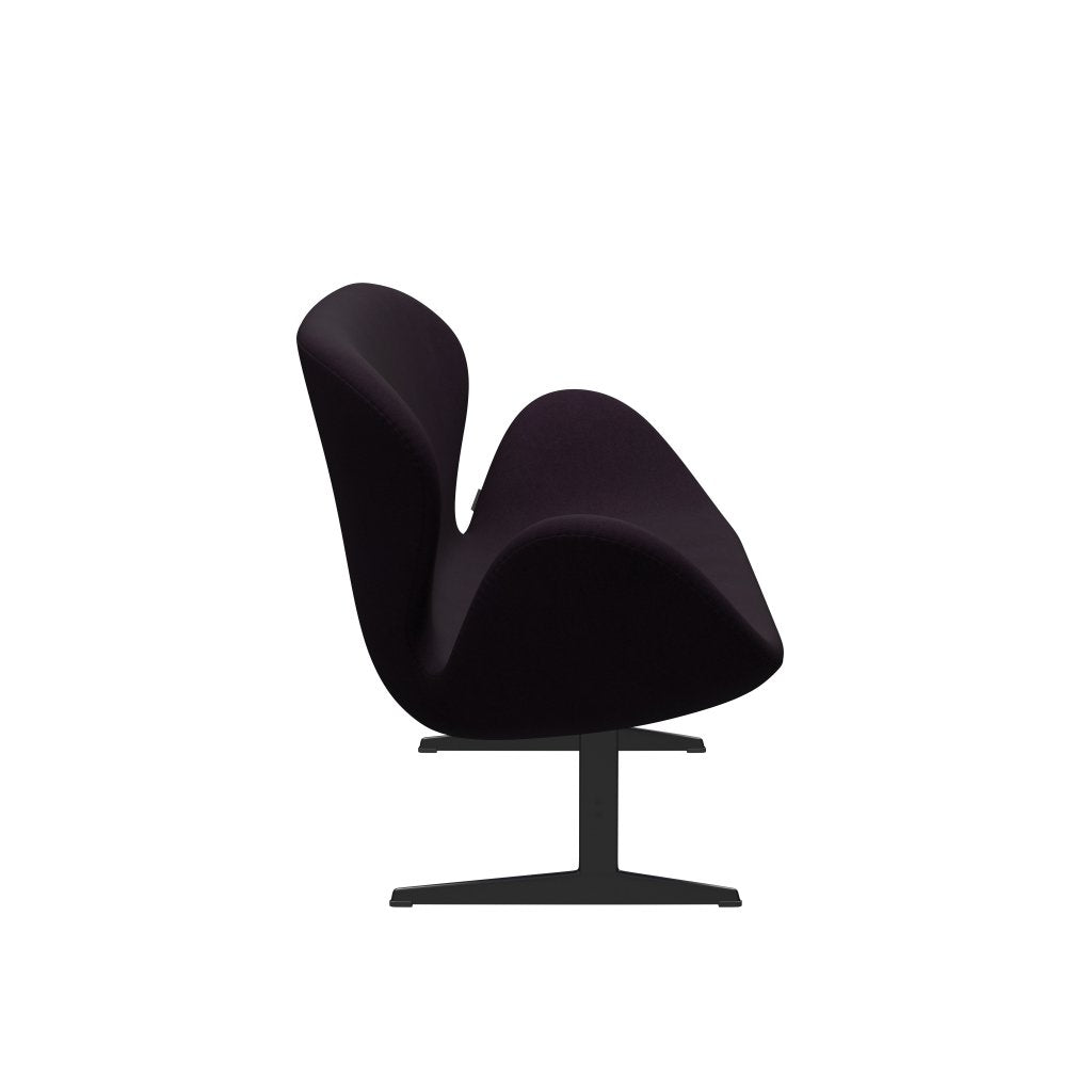 [product_category]-Fritz Hansen Swan Sofa 2 Seater, Black Lacquered/Divina Aubergine (376)-Fritz Hansen-3321-DIV376-BLLA-FRI-3