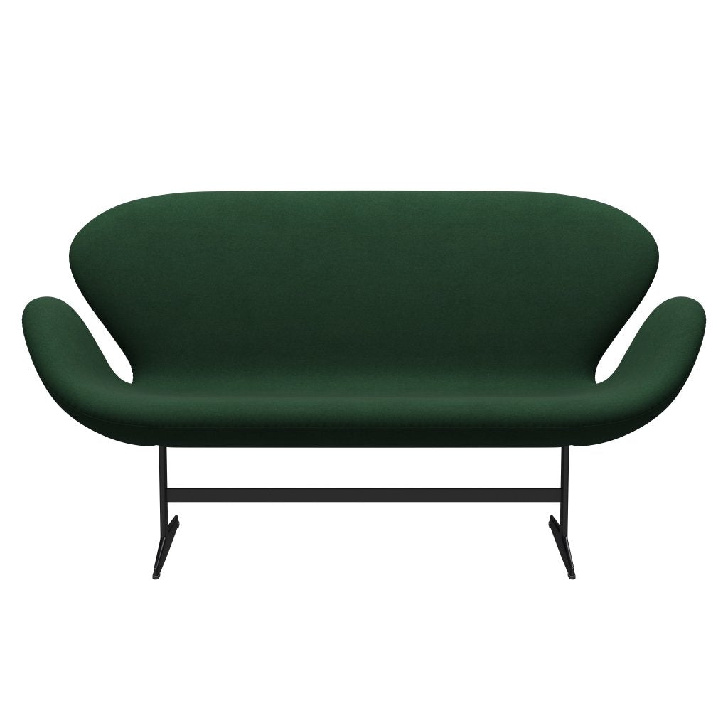 [product_category]-Fritz Hansen Swan Sofa 2 Seater, Black Lacquered/Divina Dark Green (876)-Fritz Hansen-3321-DIV876-BLLA-FRI-1