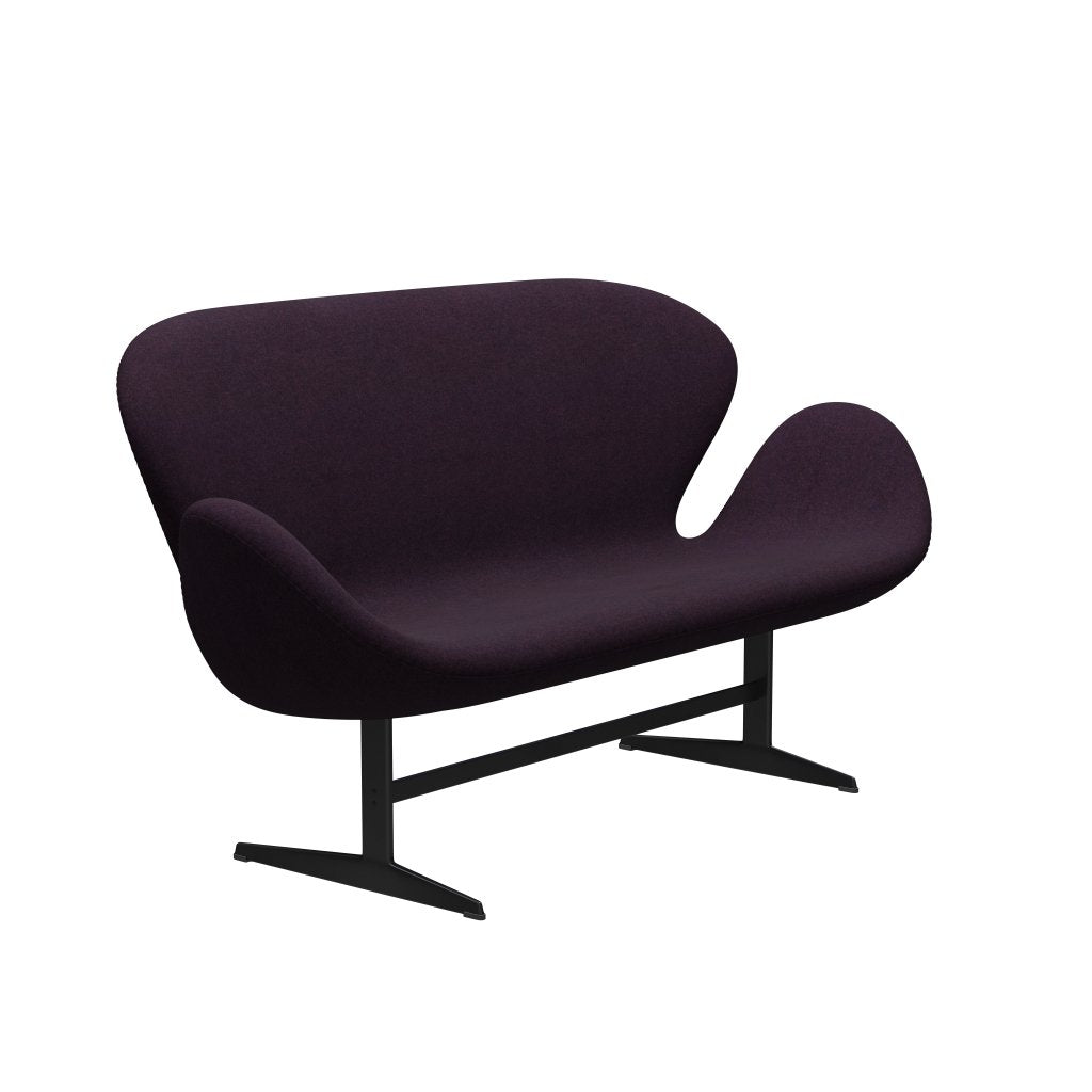 [product_category]-Fritz Hansen Swan Sofa 2 Seater, Black Lacquered/Divina Md Aubergine-Fritz Hansen-3321-DMD683-BLLA-FRI-2