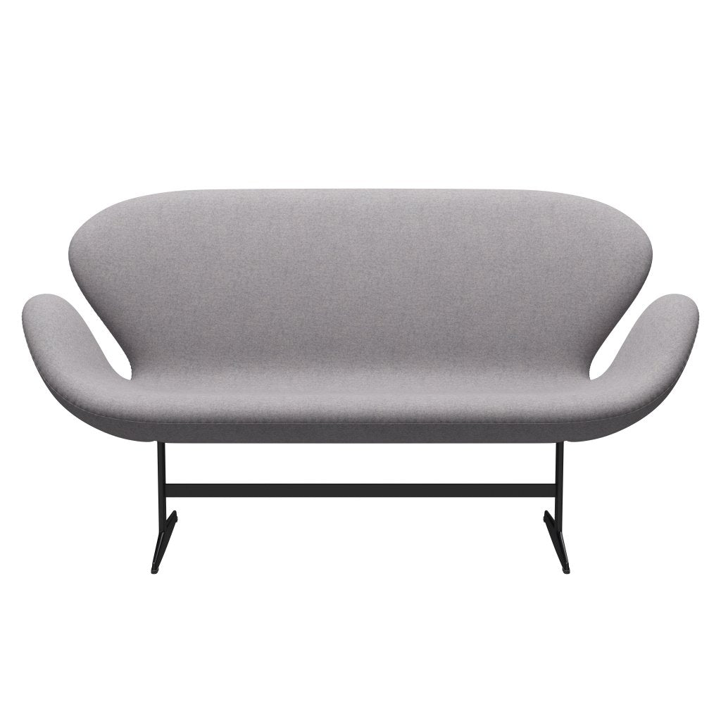 [product_category]-Fritz Hansen Swan Sofa 2 Seater, Black Lacquered/Divina Md Cool Light Grey-Fritz Hansen-3321-DMD713-BLLA-FRI-1