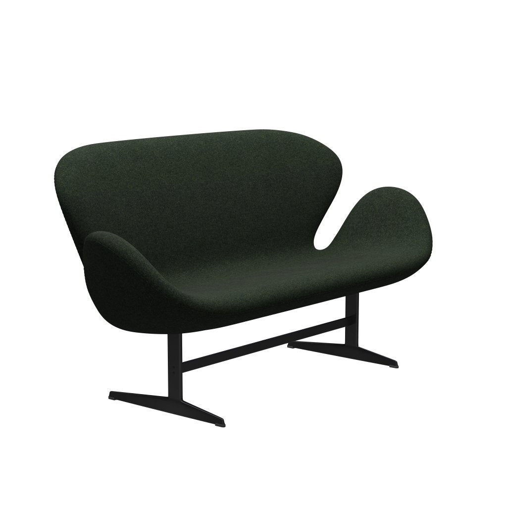 [product_category]-Fritz Hansen Swan Sofa 2 Seater, Black Lacquered/Divina Md Moss Green-Fritz Hansen-3321-DMD973-BLLA-FRI-2