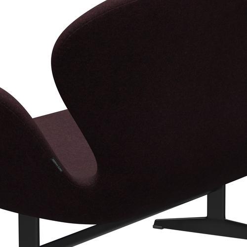 [product_category]-Fritz Hansen Swan Sofa 2 Seater, Black Lacquered/Divina Md Wine Red-Fritz Hansen-3321-DMD673-BLLA-FRI-5