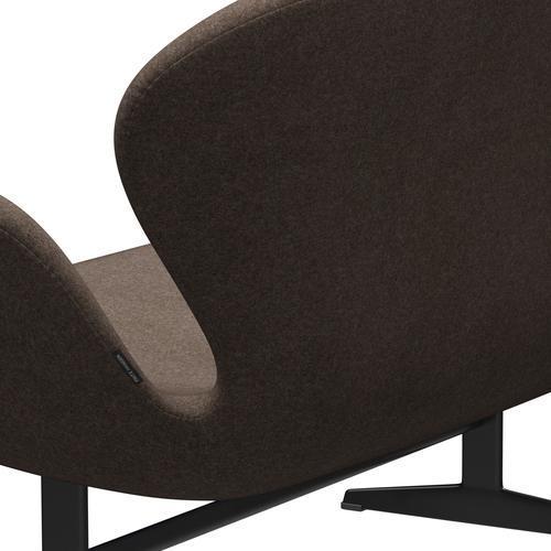 [product_category]-Fritz Hansen Swan Sofa 2 Seater, Black Lacquered/Divina Melange Dusty Brown-Fritz Hansen-3321-DIM260-BLLA-FRI-5