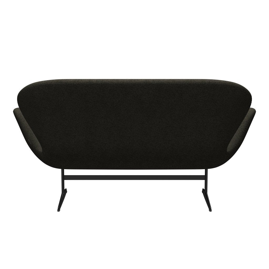 Fritz Hansen Swan Sofa 2 Seater, Black Lacquered/Divina Melange Grey Brown