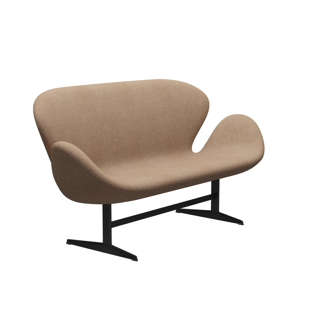 [product_category]-Fritz Hansen Swan Sofa 2 Seater, Black Lacquered/Divina Melange Grey Nude-Fritz Hansen-3321-DIM517-BLLA-FRI-2