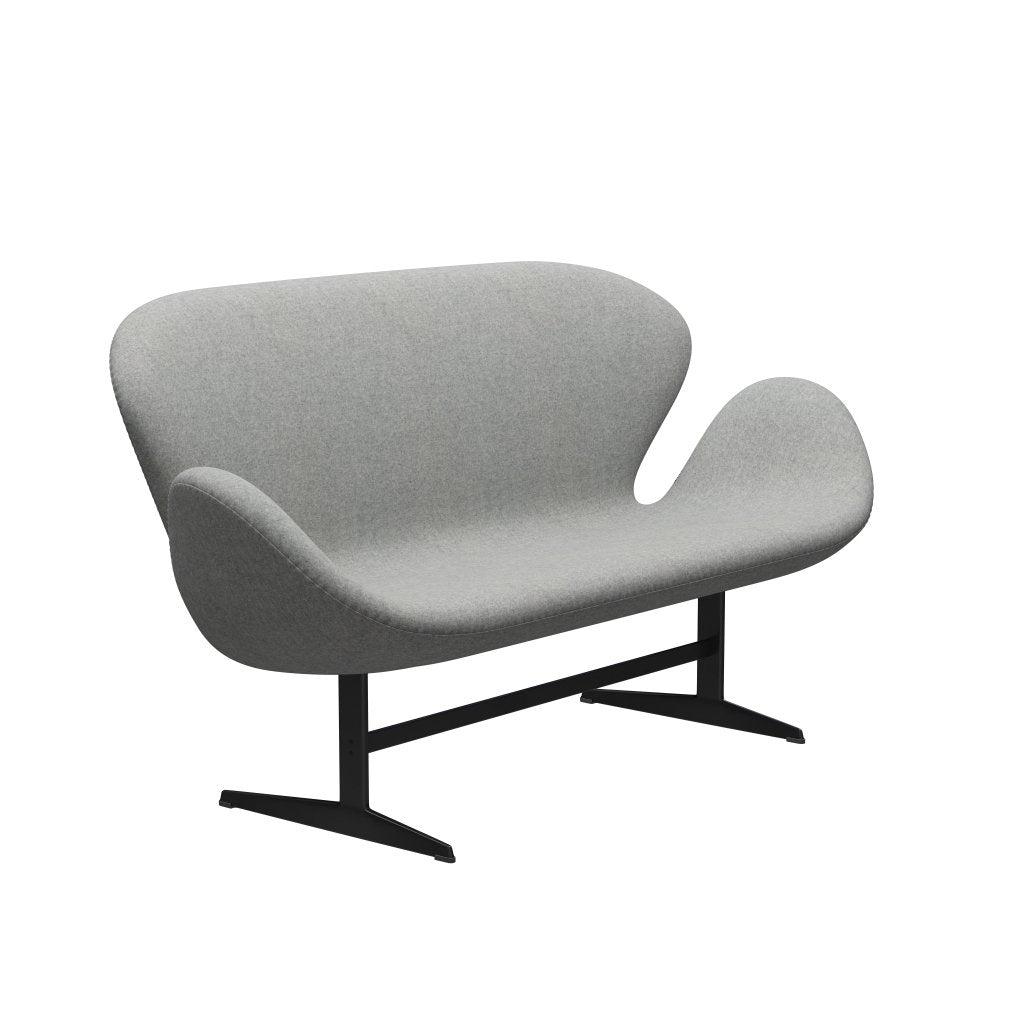 [product_category]-Fritz Hansen Swan Sofa 2 Seater, Black Lacquered/Divina Melange Light Grey-Fritz Hansen-3321-DIM120-BLLA-FRI-2