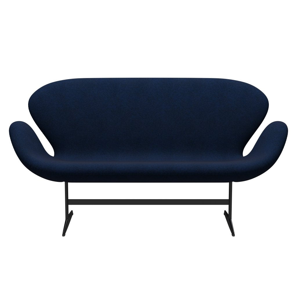 [product_category]-Fritz Hansen Swan Sofa 2 Seater, Black Lacquered/Divina Melange Navy Dark-Fritz Hansen-3321-DIM777-BLLA-FRI-1