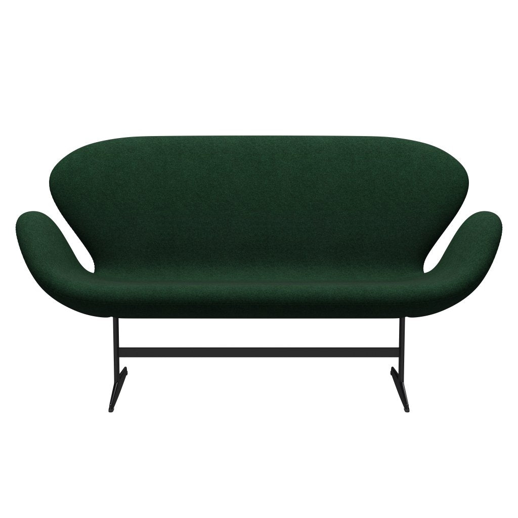 [product_category]-Fritz Hansen Swan Sofa 2 Seater, Black Lacquered/Divina Melange Warm Dark Green-Fritz Hansen-3321-DIM967-BLLA-FRI-1