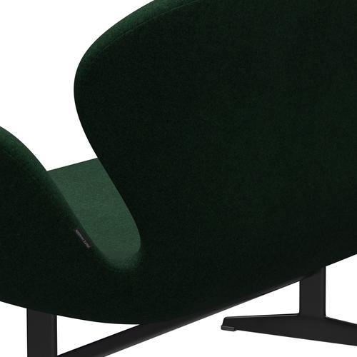 [product_category]-Fritz Hansen Swan Sofa 2 Seater, Black Lacquered/Divina Melange Warm Dark Green-Fritz Hansen-3321-DIM967-BLLA-FRI-5