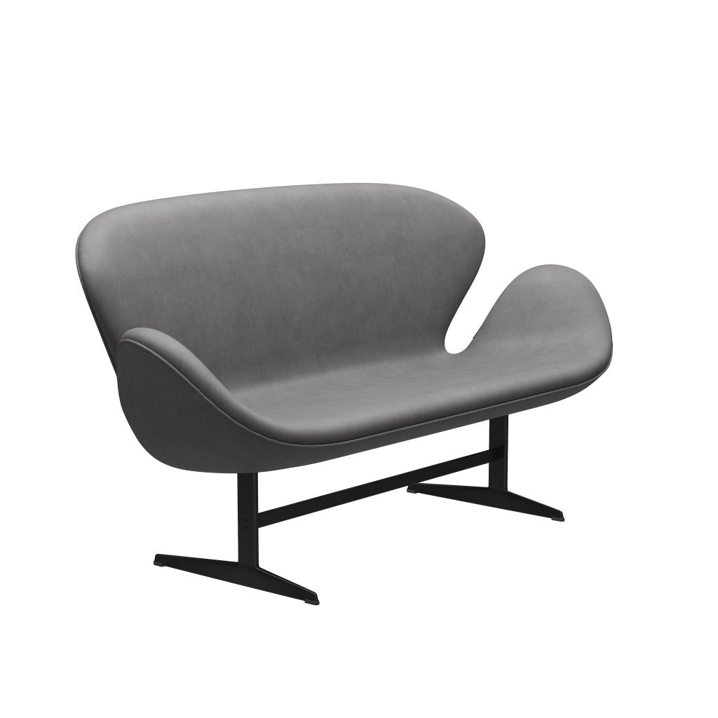 [product_category]-Fritz Hansen Swan Sofa 2 Seater, Black Lacquered/Embrace Concrete-Fritz Hansen-3321-SECONC-BLLA-FRI-2