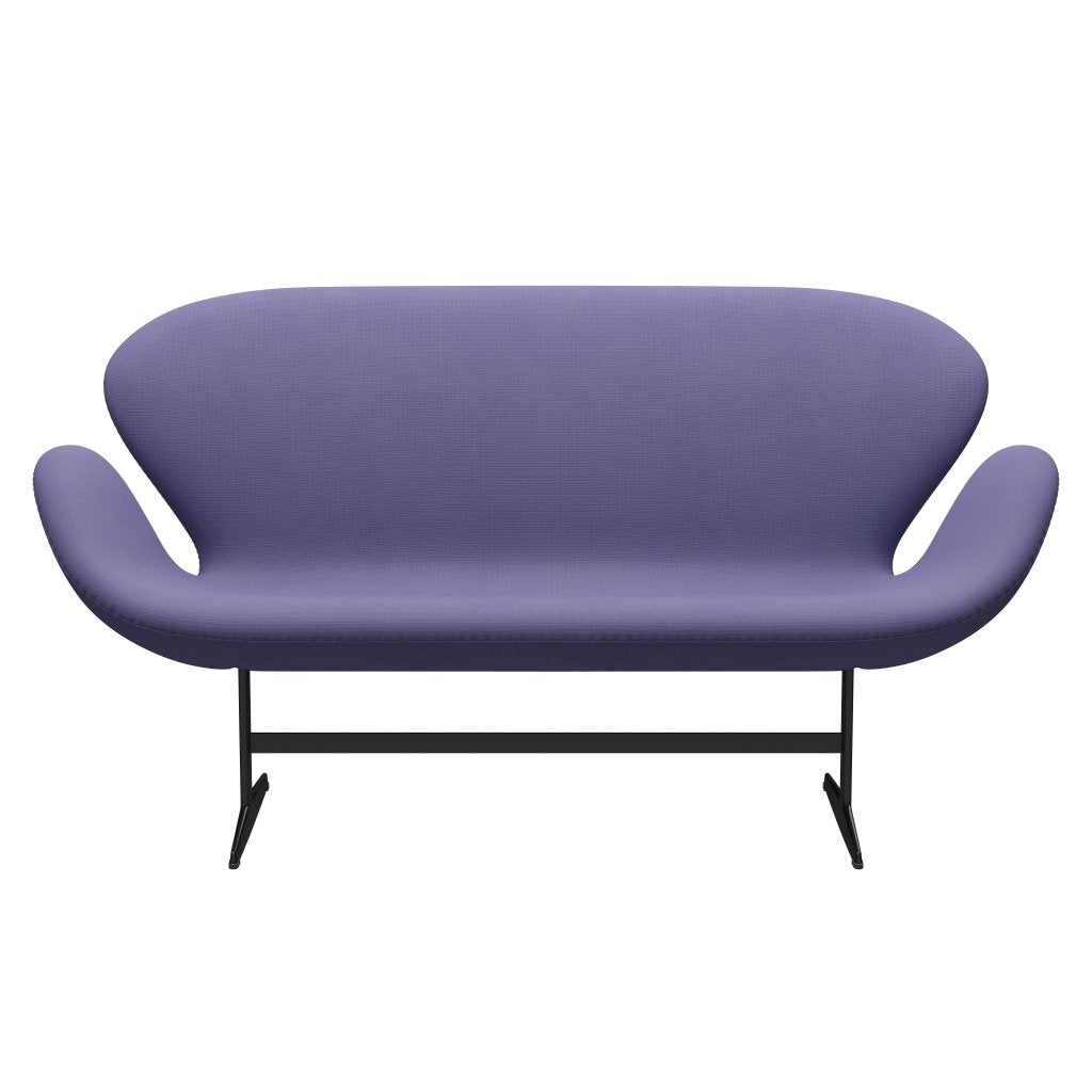 [product_category]-Fritz Hansen Swan Sofa 2 Seater, Black Lacquered/Fame Blue Violet-Fritz Hansen-3321-F65081-BLLA-FRI-1