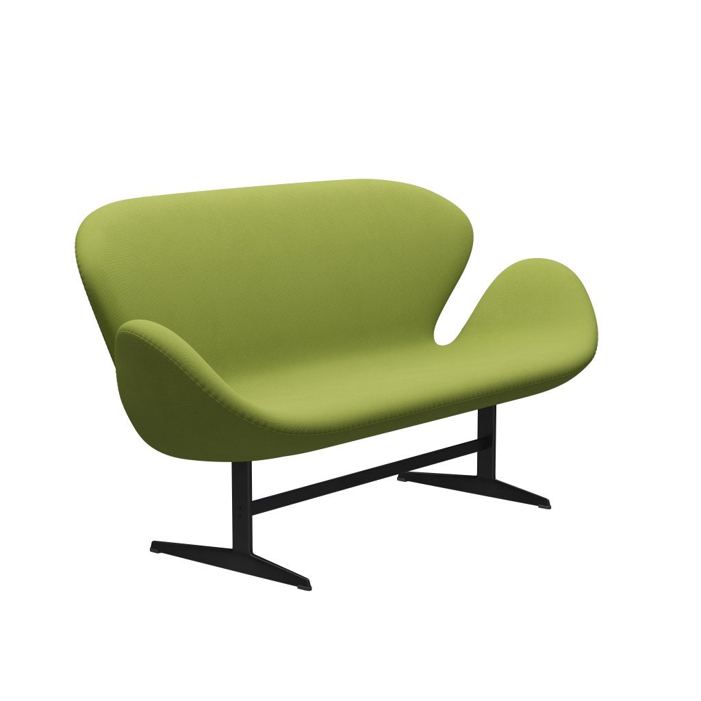 [product_category]-Fritz Hansen Swan Sofa 2 Seater, Black Lacquered/Fame Light Grass Green-Fritz Hansen-3321-F68145-BLLA-FRI-2