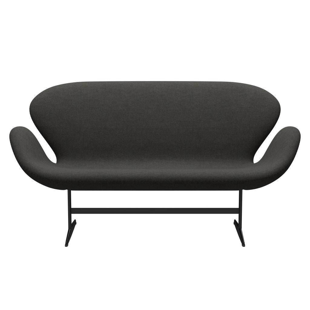 Fritz Hansen Swan Sofa 2 Sitzer, schwarzer lackierter/fiord schwarz/braun