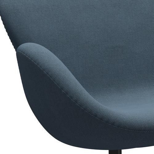 Fritz Hansen Swan Sofa 2 Seater, Black Lacquered/Fiord Stone Blue