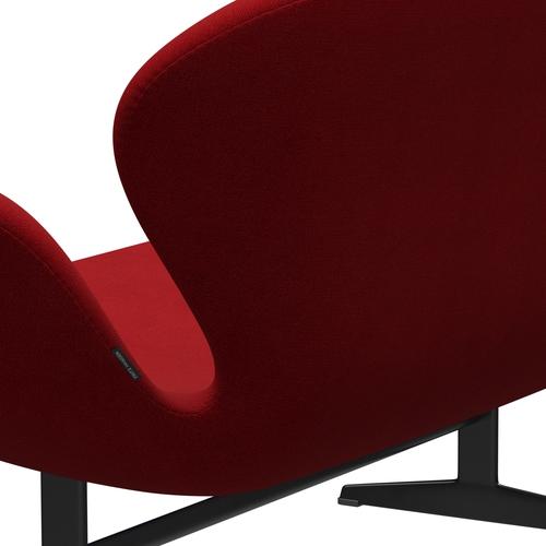 [product_category]-Fritz Hansen Swan Sofa 2 Seater, Black Lacquered/Hallingdal Classic Red-Fritz Hansen-3321-HAL674-BLLA-FRI-5