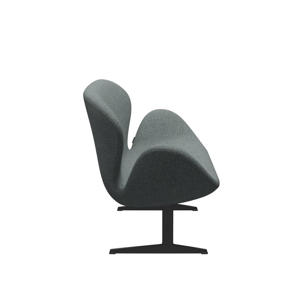 [product_category]-Fritz Hansen Swan Sofa 2 Seater, Black Lacquered/Hallingdal Grey-Fritz Hansen-3321-HAL130-BLLA-FRI-3