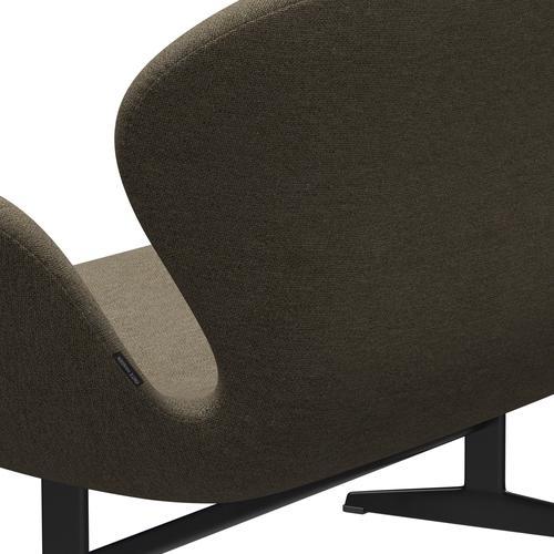 [product_category]-Fritz Hansen Swan Sofa 2 Seater, Black Lacquered/Hallingdal Grey/Brown-Fritz Hansen-3321-HAL227-BLLA-FRI-5