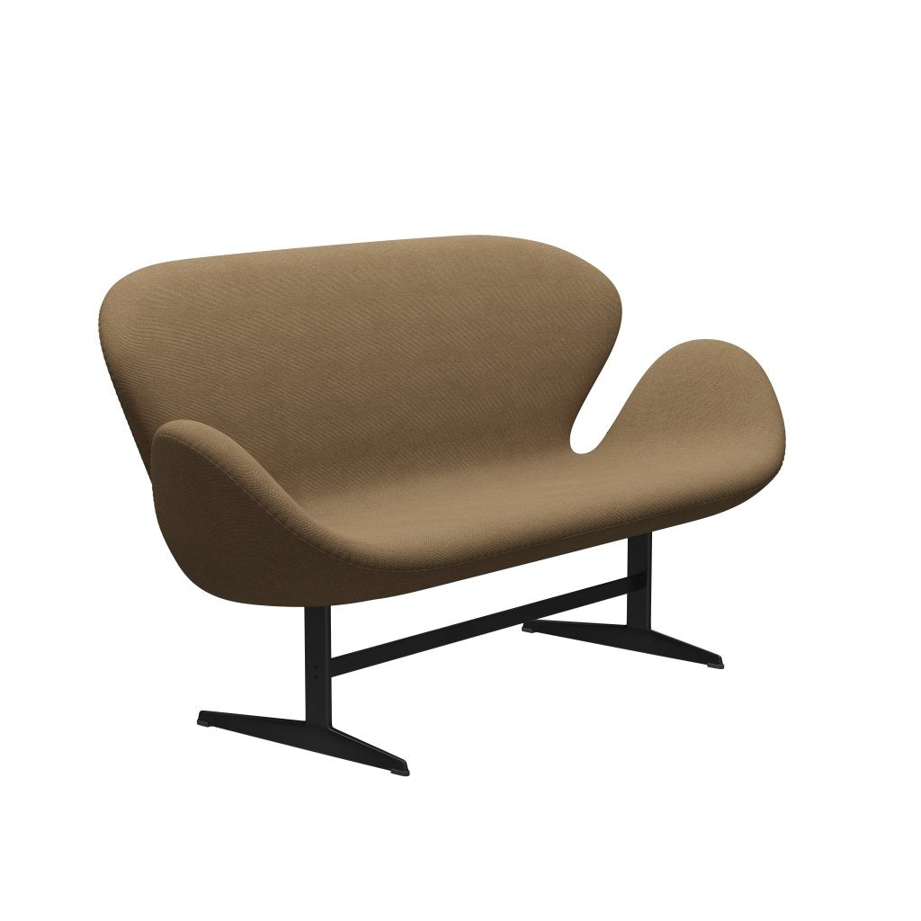 Fritz Hansen Swan Sofa 2 Seater, Black Lacquered/Hallingdal Light Brown