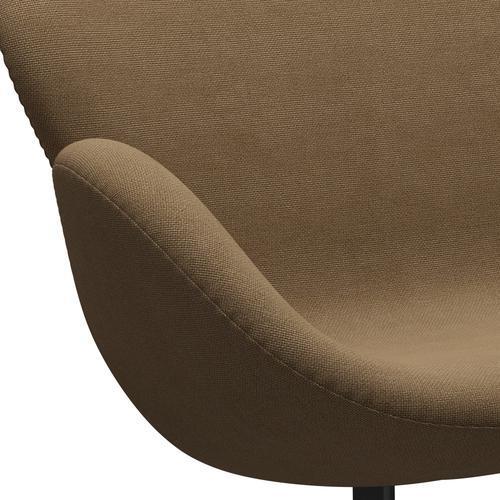 Fritz Hansen Swan Sofa 2 Sitzer, schwarzer lackiertes/hallingdal hellbraun