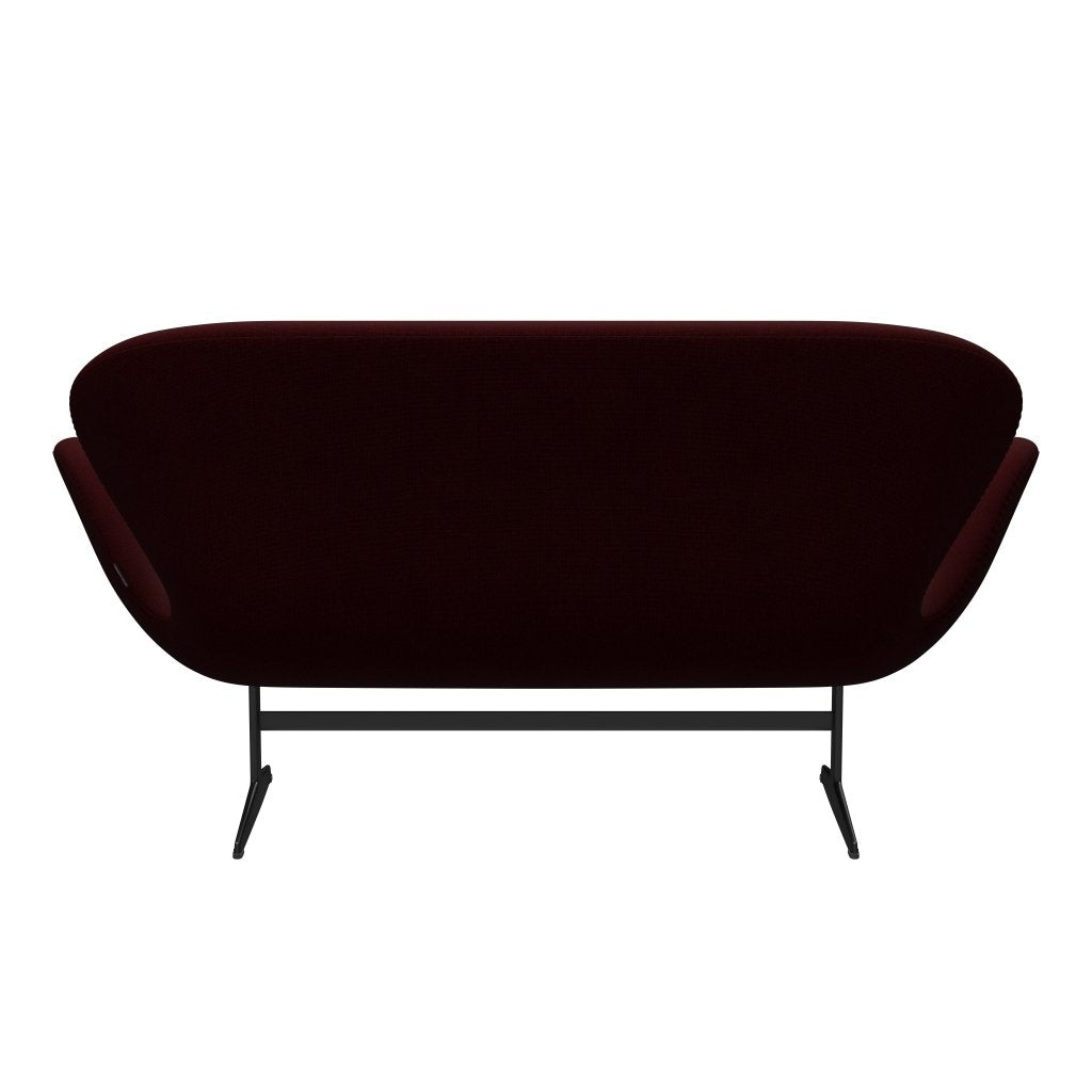 Fritz Hansen Swan Sofa 2 Sitzer, schwarzer lackierter/hallingdaler Weinrot