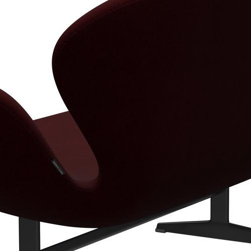 Fritz Hansen Swan Sofa 2 Sitzer, schwarzer lackierter/hallingdaler Weinrot