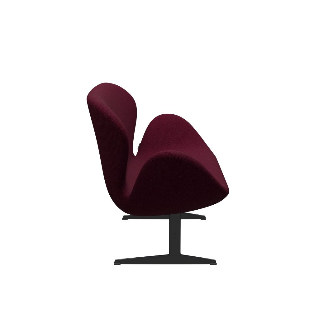 [product_category]-Fritz Hansen Swan Sofa 2 Seater, Black Lacquered/Hallingdal Wine Red/Violet-Fritz Hansen-3321-HAL573-BLLA-FRI-3