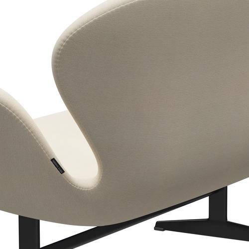 [product_category]-Fritz Hansen Swan Sofa 2 Seater, Black Lacquered/Hallingdal Wool White-Fritz Hansen-3321-HAL100-BLLA-FRI-5