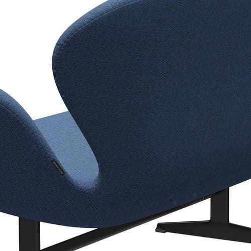 [product_category]-Fritz Hansen Swan Sofa 2 Seater, Black Lacquered/Re Wool Blue/Natural-Fritz Hansen-3321-REW758-BLLA-FRI-5