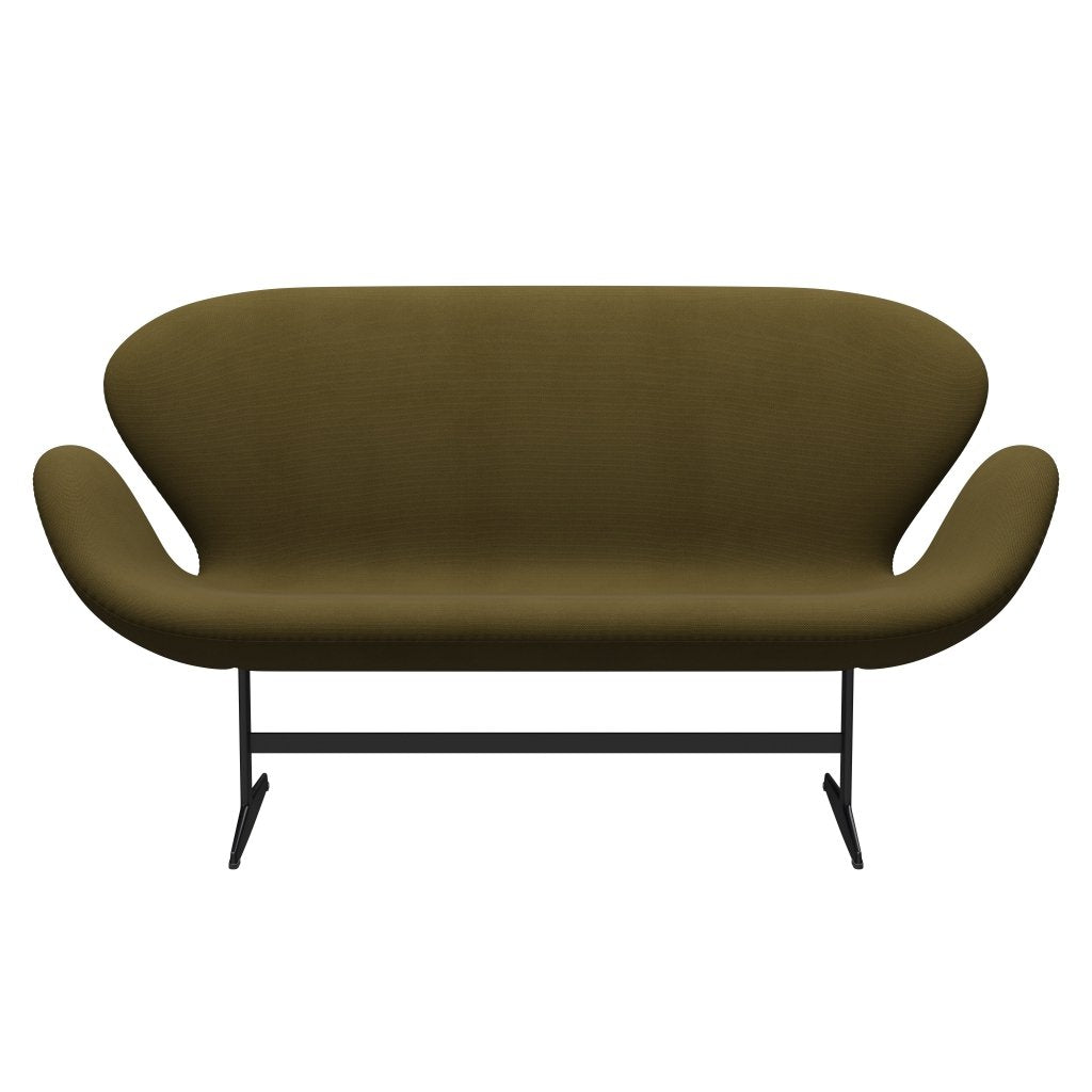 [product_category]-Fritz Hansen Swan Sofa 2 Seater, Black Lacquered/Steelcut Army Green-Fritz Hansen-3321-STI985-BLLA-FRI-1