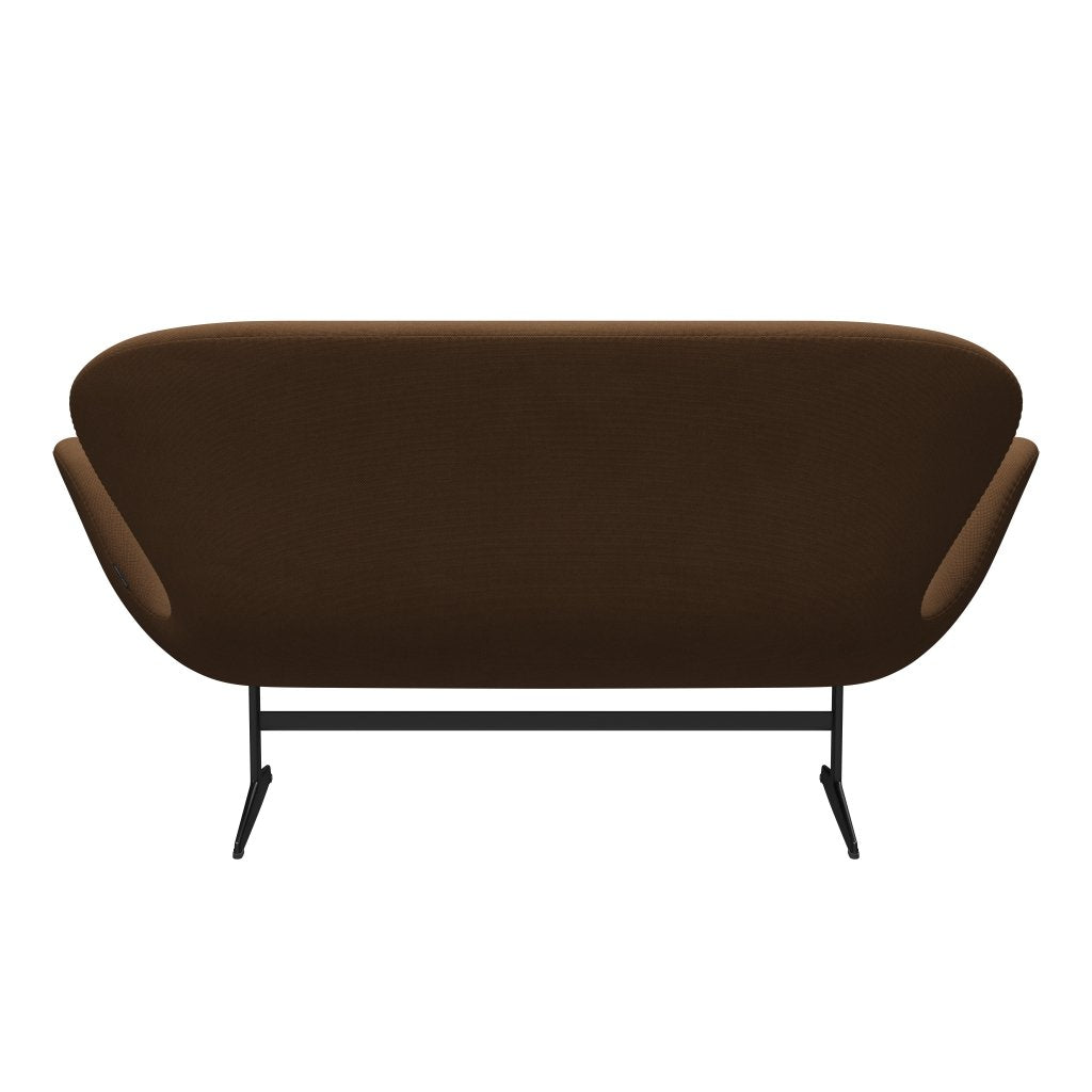 Fritz Hansen Swan Sofa 2 -Sitzer, schwarzer lackierter/stahlcut Schokoladenlicht