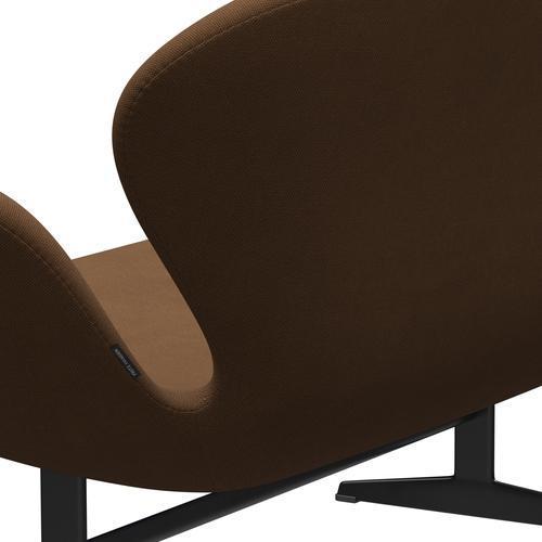 Fritz Hansen Swan Sofa 2 -sæder, sort lakeret/stålkutschokoladelys