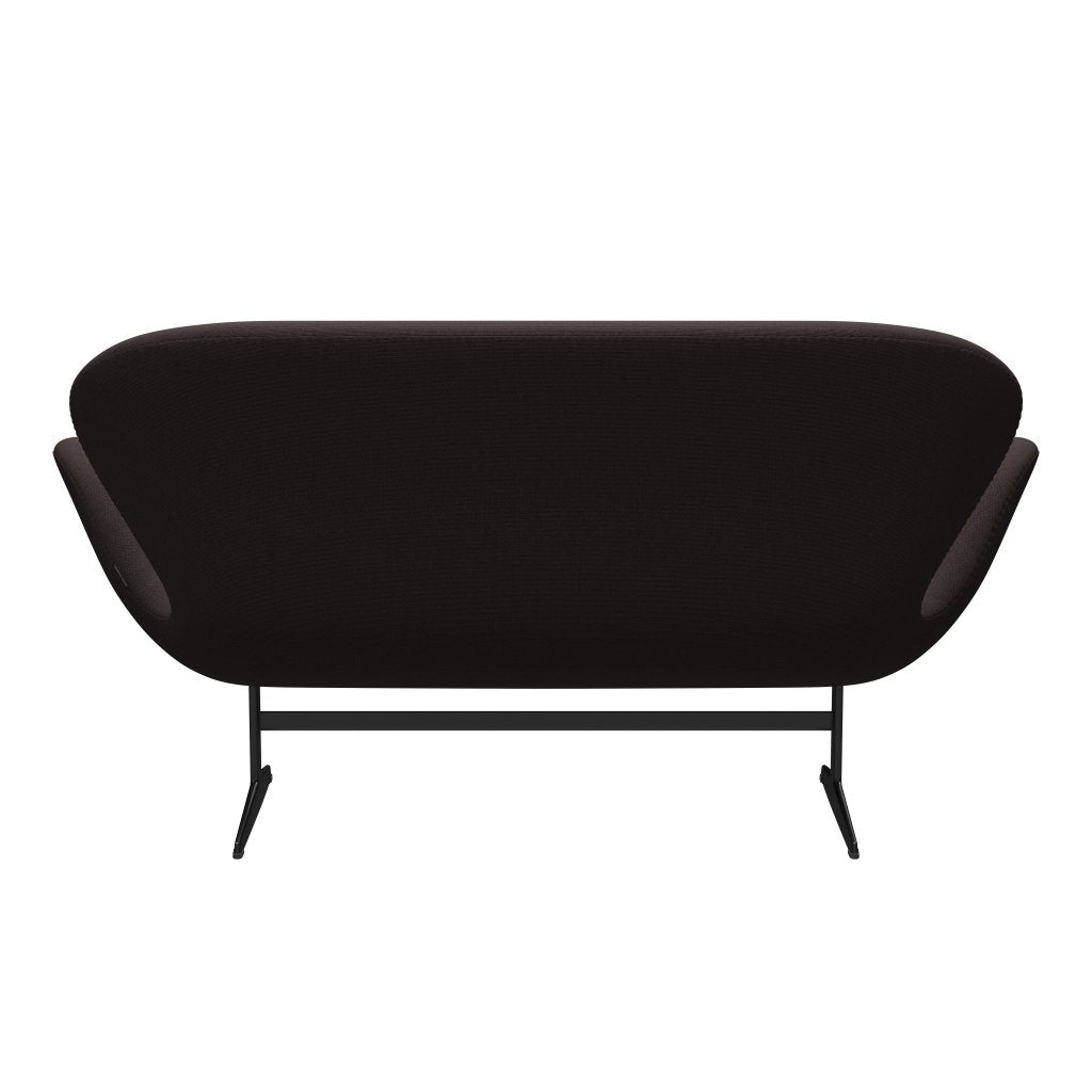 [product_category]-Fritz Hansen Swan Sofa 2 Seater, Black Lacquered/Steelcut Dark Earth Brown-Fritz Hansen-3321-STI695-BLLA-FRI-4