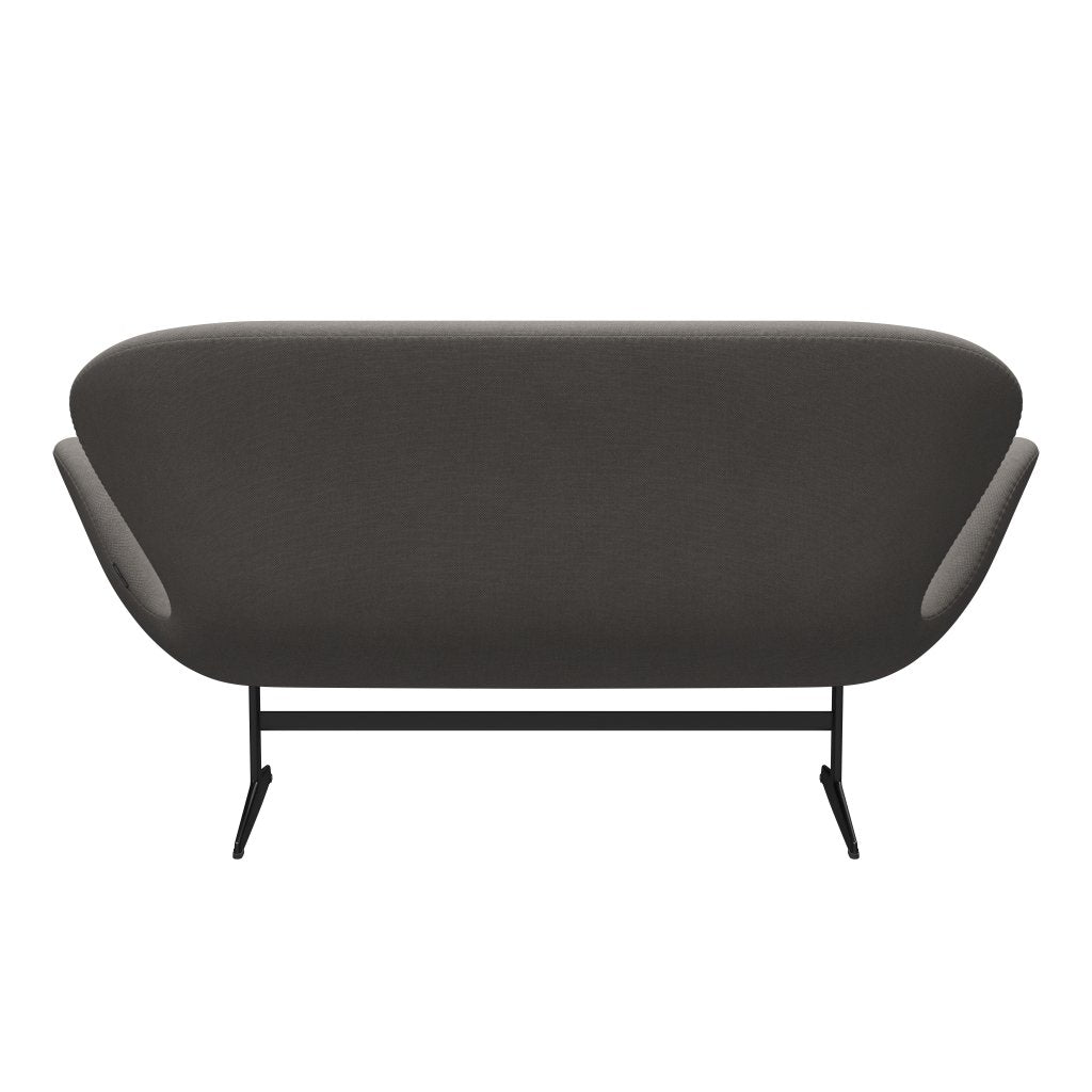 Fritz Hansen Swan Sofa 2 -Sitzer, schwarzer lackierter/stahlschneide mittelgroygrau