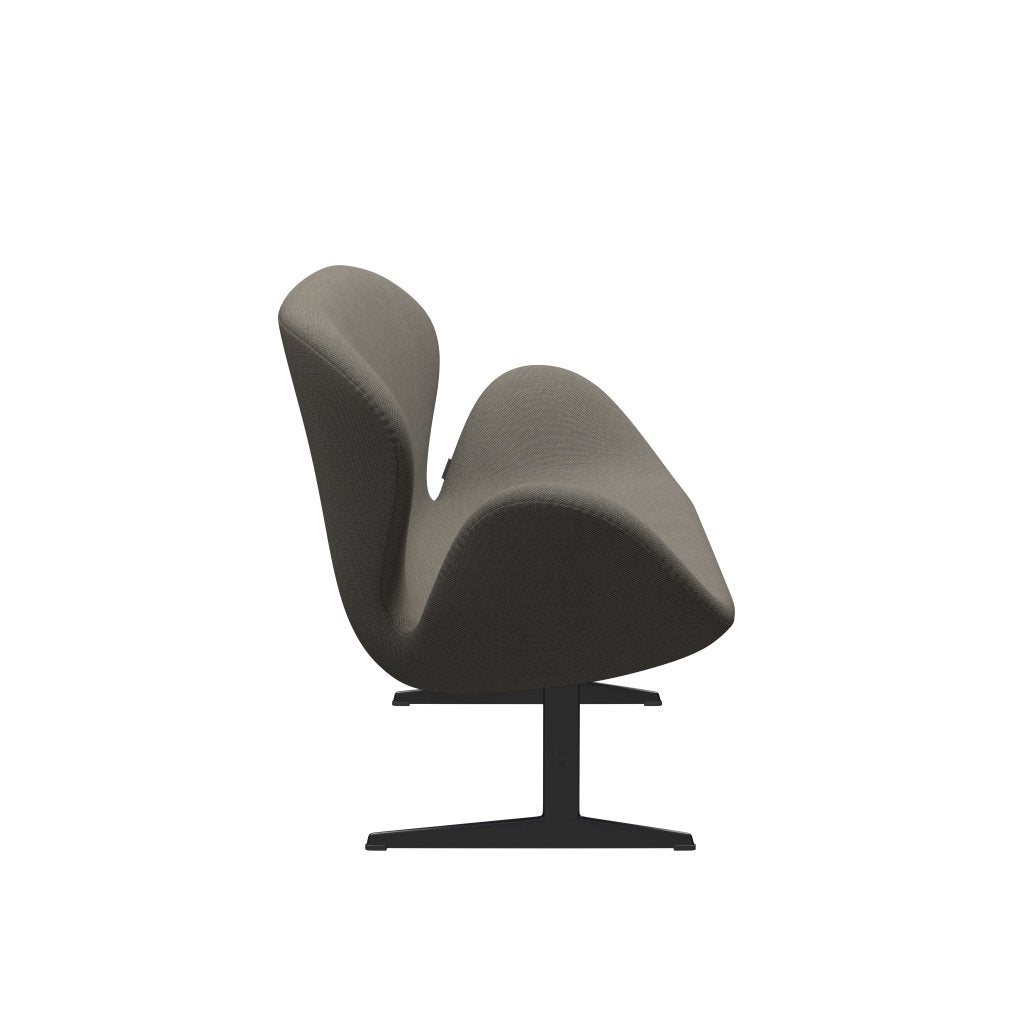 Fritz Hansen Swan Sofá 2 plazas, lacado negro/trío de escamas de acero marrón claro