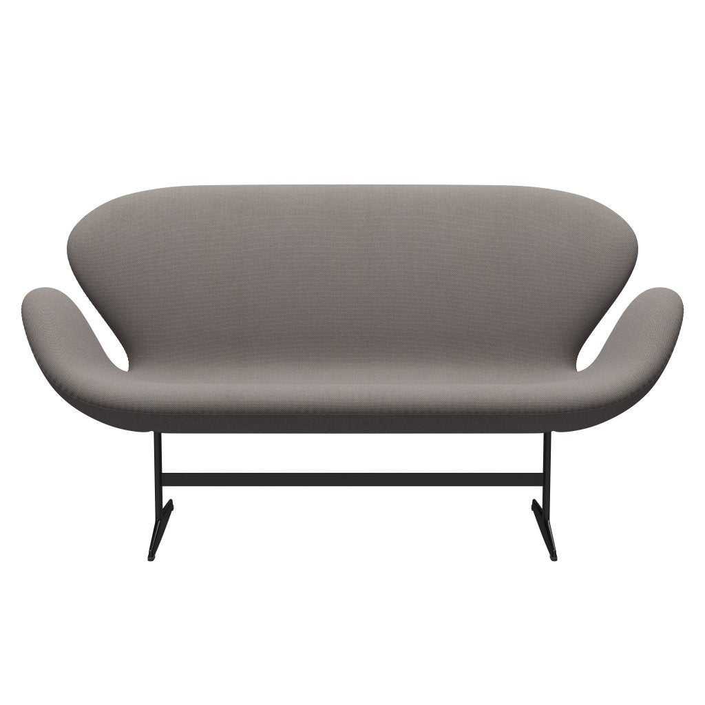 Fritz Hansen Swan Sofá 2 plazas, lacado negro/trío de trío de acero oscuro