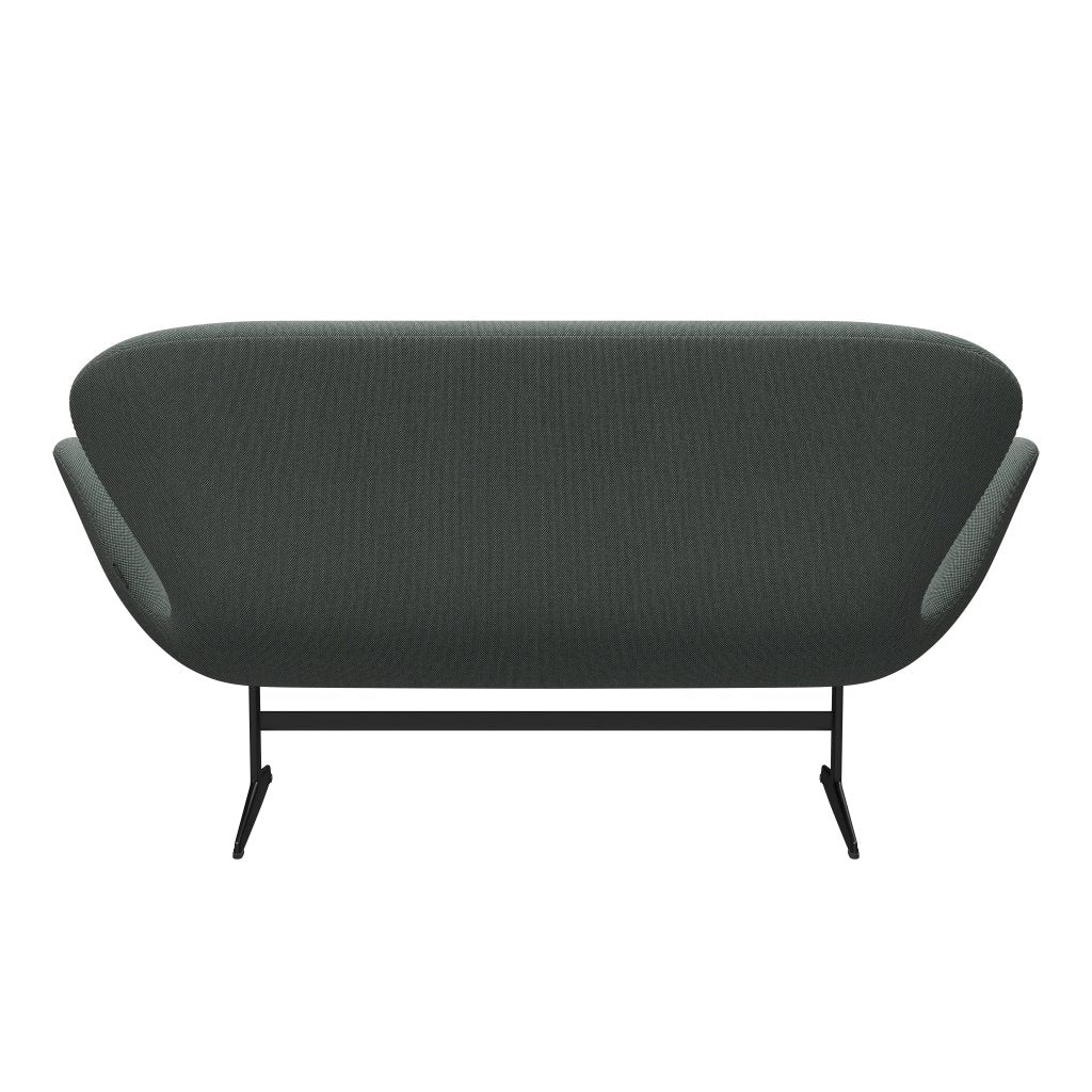 [product_category]-Fritz Hansen Swan Sofa 2 Seater, Black Lacquered/Steelcut Trio White/Dark Green-Fritz Hansen-3321-STR916-BLLA-FRI-4