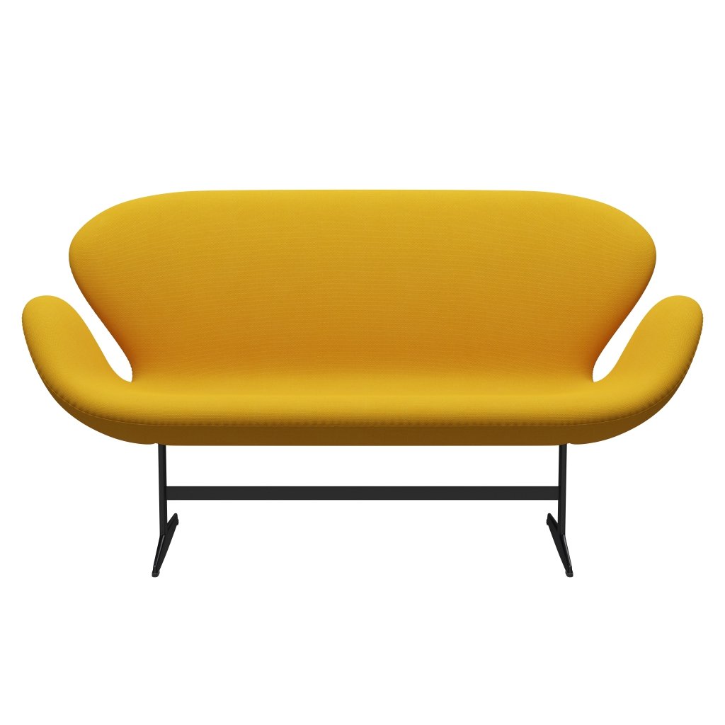 [product_category]-Fritz Hansen Swan Sofa 2 Seater, Black Lacquered/Steelcut Trio Yellow-Fritz Hansen-3321-STR446-BLLA-FRI-1