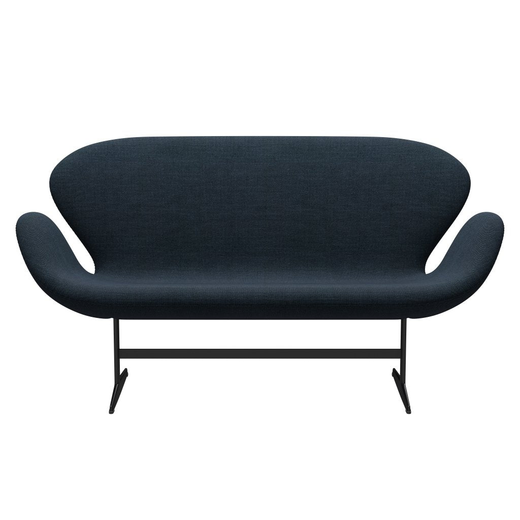 [product_category]-Fritz Hansen Swan Sofa 2 Seater, Black Lacquered/Sunniva Black/Navy-Fritz Hansen-3321-SV783-BLLA-FRI-1