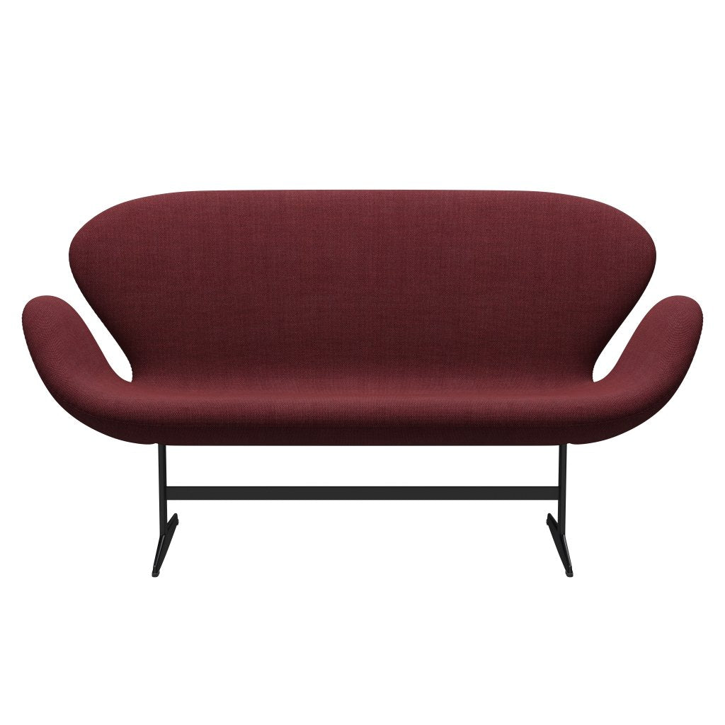 [product_category]-Fritz Hansen Swan Sofa 2 Seater, Black Lacquered/Sunniva Burgundy-Fritz Hansen-3321-SV662-BLLA-FRI-1