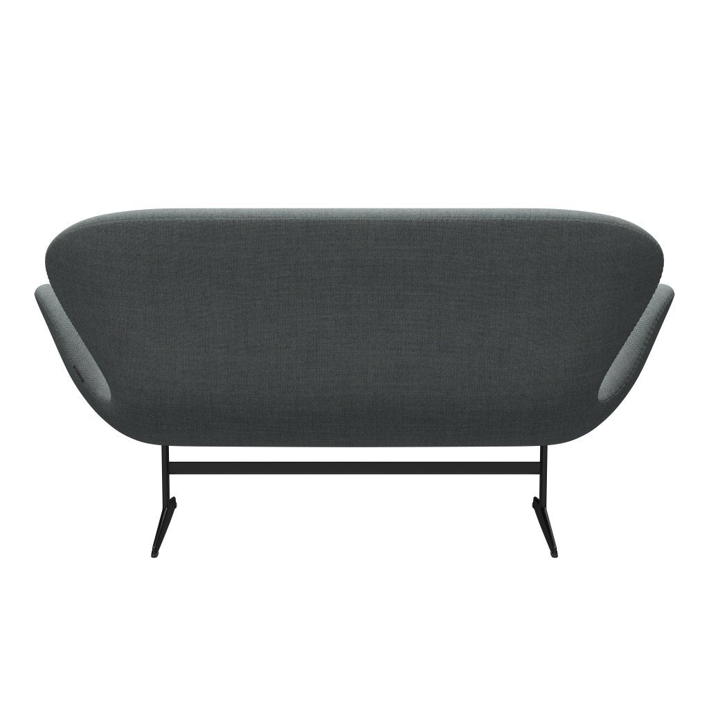 [product_category]-Fritz Hansen Swan Sofa 2 Seater, Black Lacquered/Sunniva Grey/Pale Green-Fritz Hansen-3321-SV152-BLLA-FRI-4