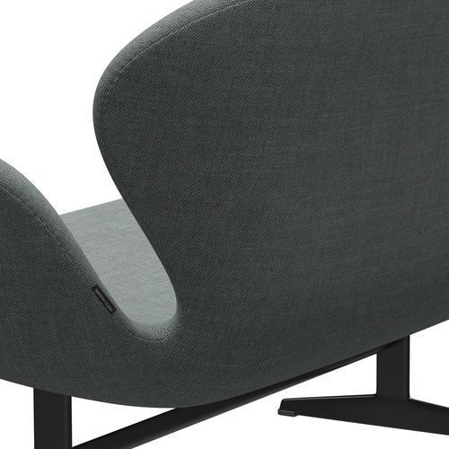 [product_category]-Fritz Hansen Swan Sofa 2 Seater, Black Lacquered/Sunniva Grey/Pale Green-Fritz Hansen-3321-SV152-BLLA-FRI-5