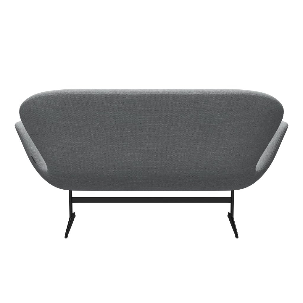 [product_category]-Fritz Hansen Swan Sofa 2 Seater, Black Lacquered/Sunniva Light Grey/Light Blue-Fritz Hansen-3321-SV133-BLLA-FRI-4