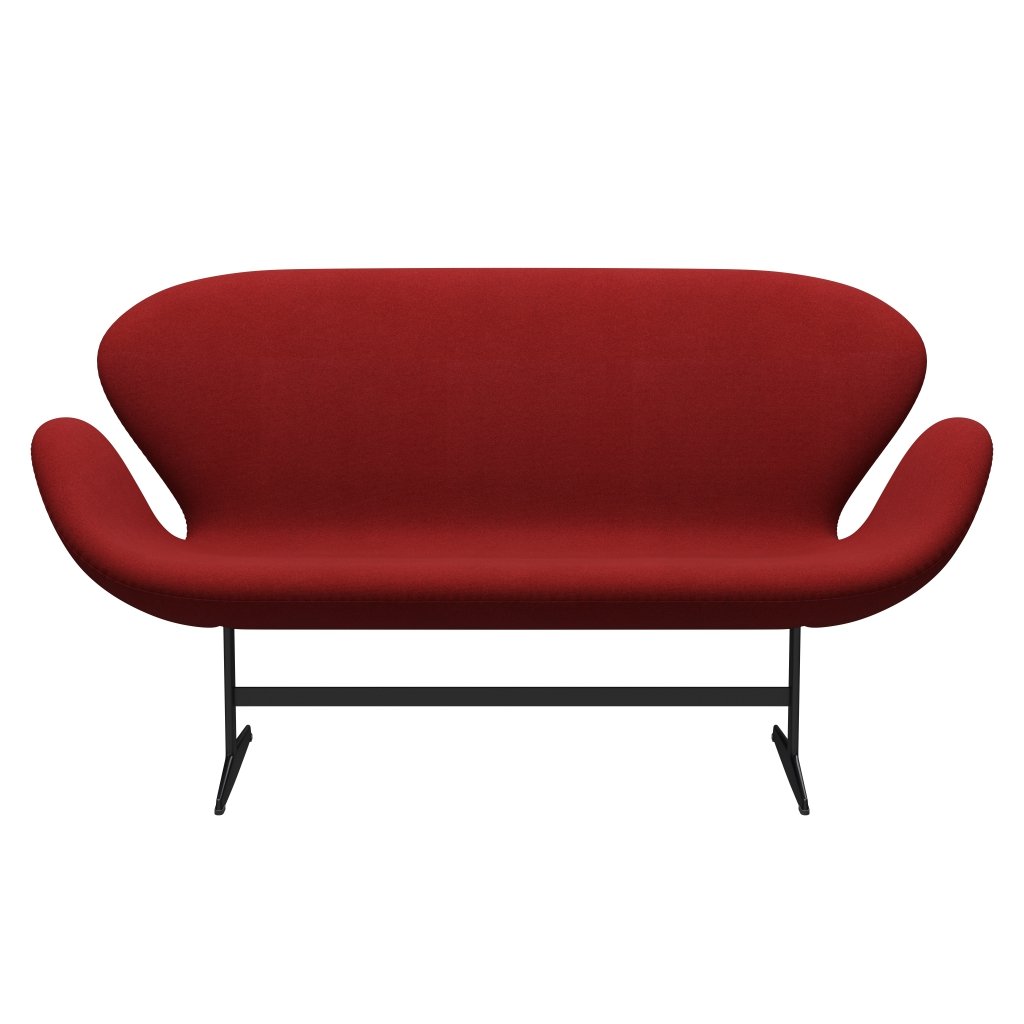 [product_category]-Fritz Hansen Swan Sofa 2 Seater, Black Lacquered/Tonus Burnt Red-Fritz Hansen-3321-TON207-BLLA-FRI-1