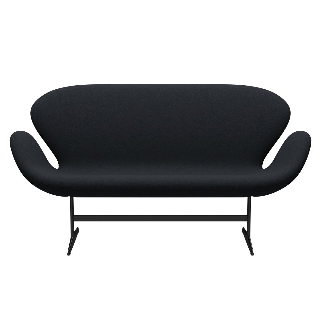 Fritz Hansen Swan Sofa 2 -sæder, sort lakeret/tonus mørk aubergine