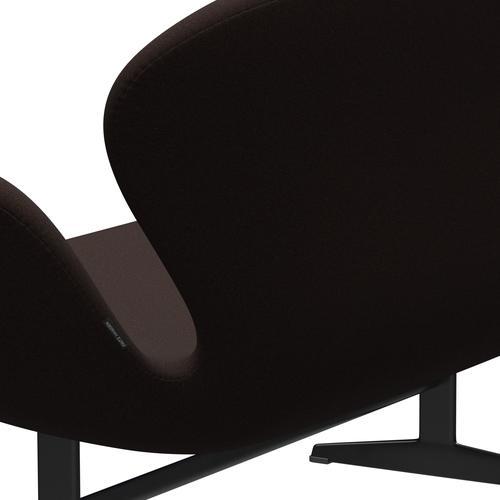 [product_category]-Fritz Hansen Swan Sofa 2 Seater, Black Lacquered/Tonus Dark Brown-Fritz Hansen-3321-TON394-BLLA-FRI-5