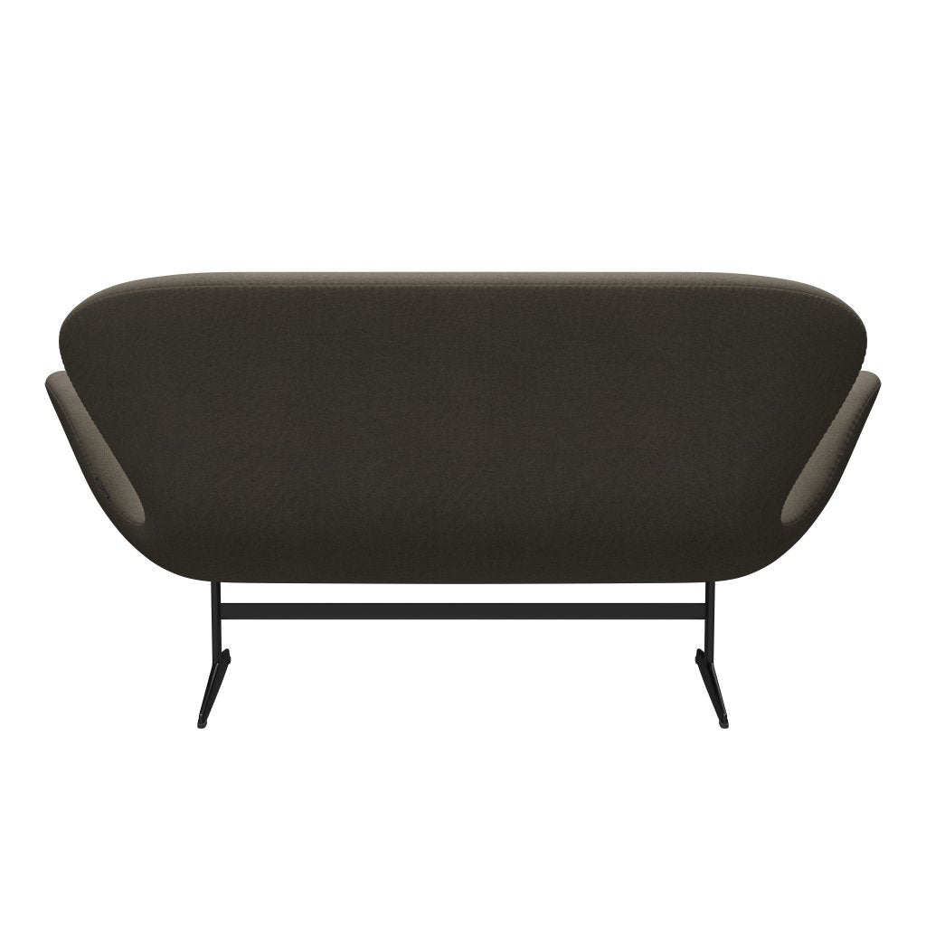 [product_category]-Fritz Hansen Swan Sofa 2 Seater, Black Lacquered/Tonus Dusty Brown-Fritz Hansen-3321-TON613-BLLA-FRI-4